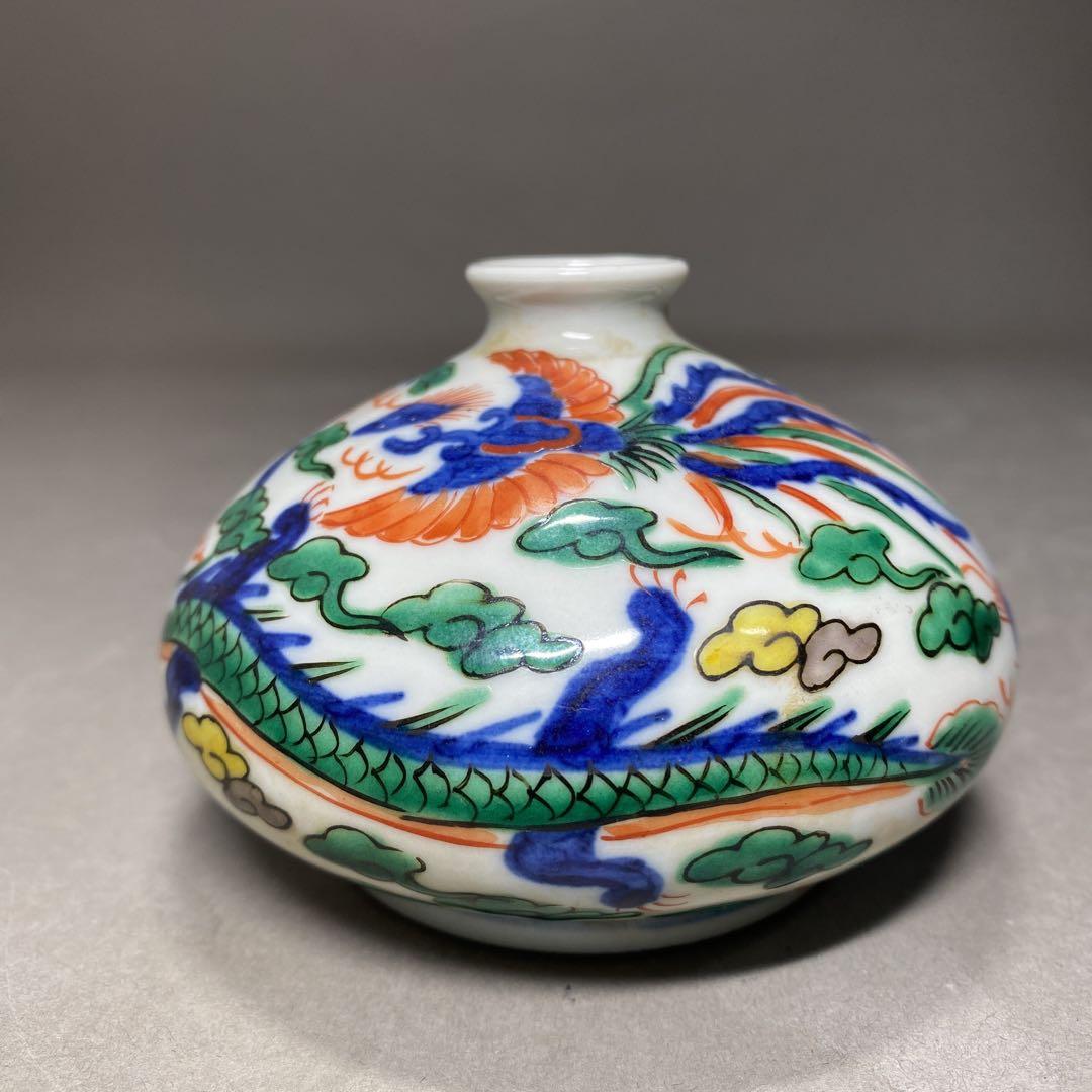 景德鎮　大明萬暦年製　古玩　粉彩　一輪挿し　油壺　サイズ φ9㎝×高さ6.3㎝