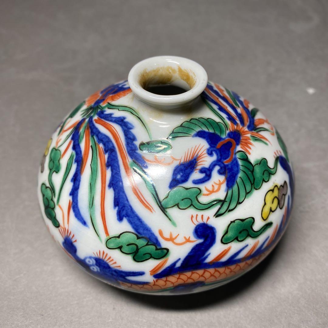 景德鎮　大明萬暦年製　古玩　粉彩　一輪挿し　油壺　サイズ φ9㎝×高さ6.3㎝