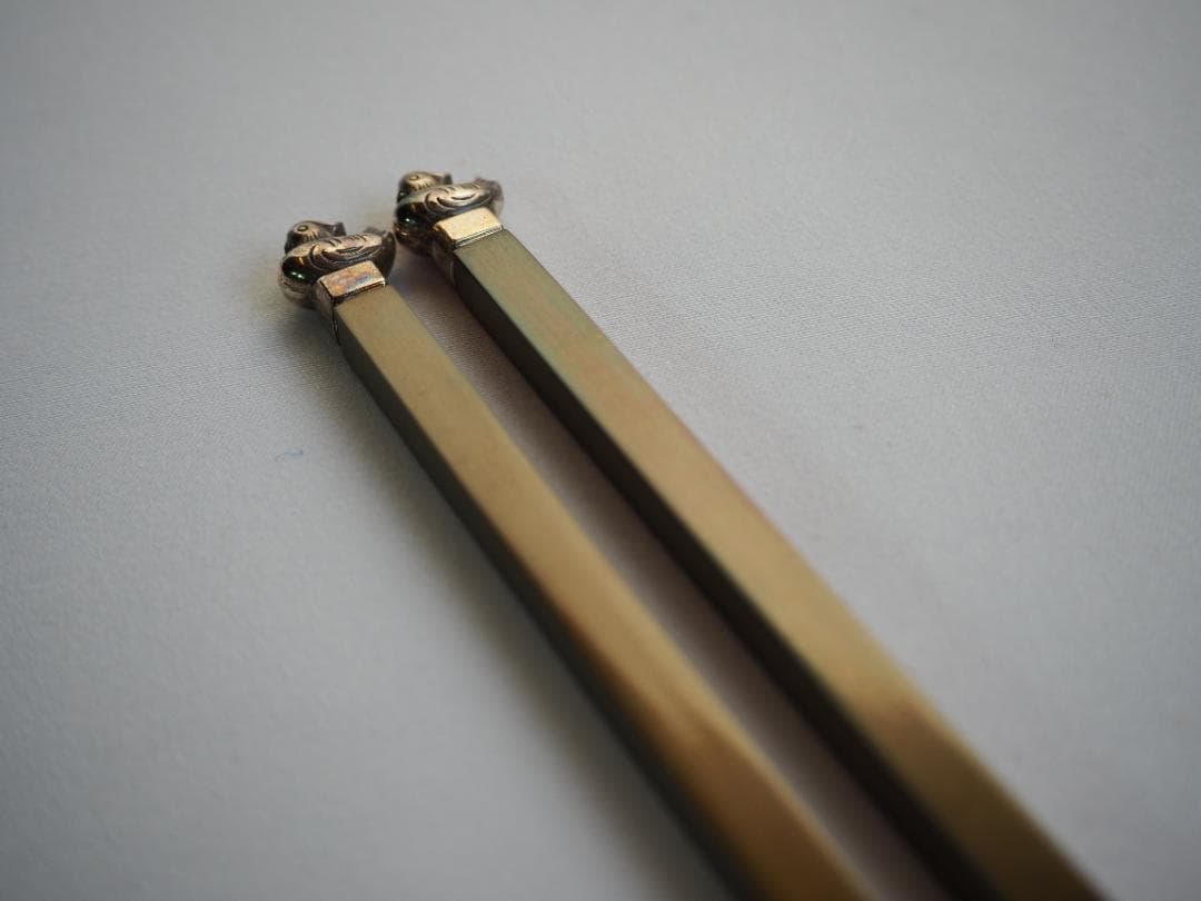 木村清雲造『南鐐鳥頭火箸』共箱