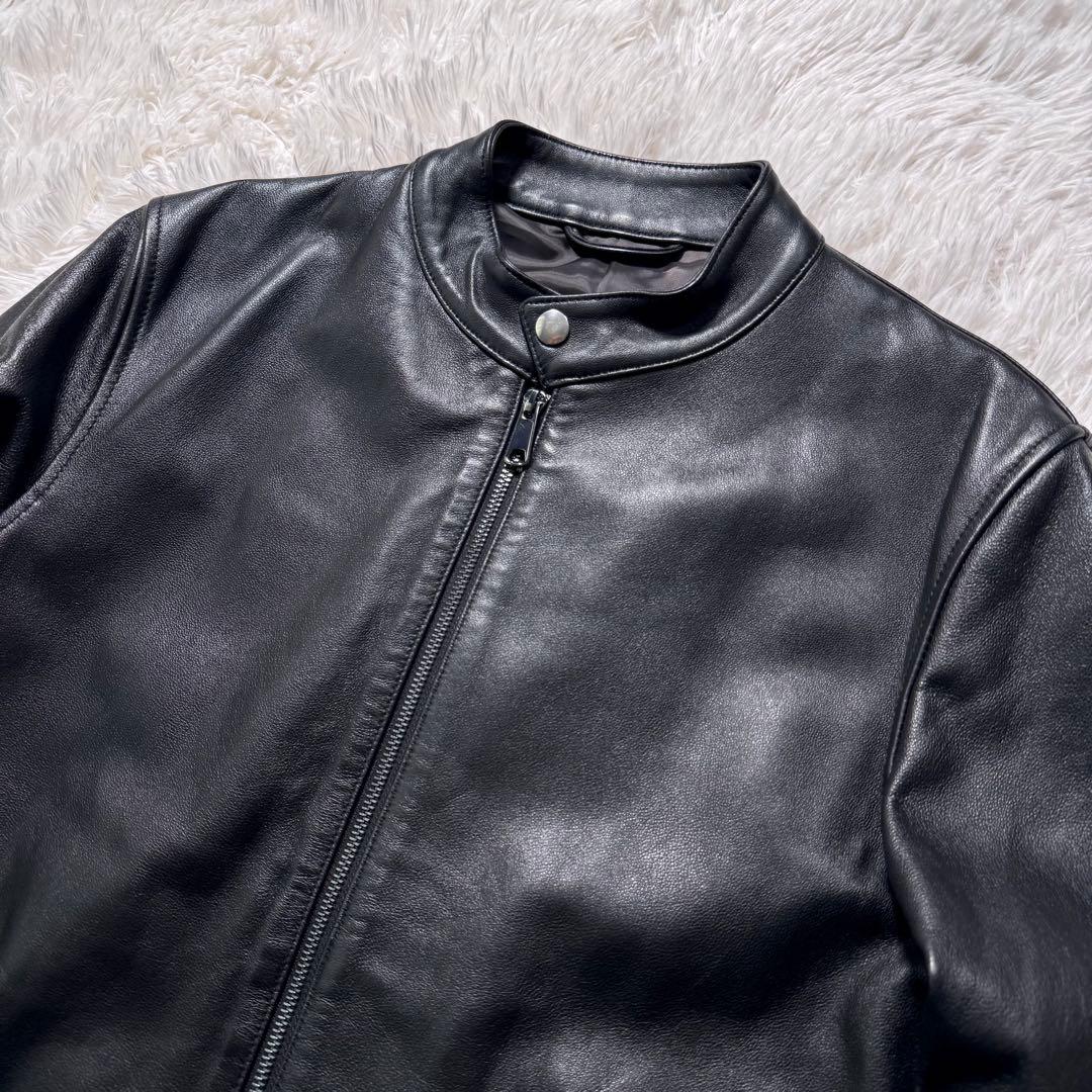極美品✨エディフィス　ライダースジャケット　シングル　ダブルジップ　羊革　黒　L