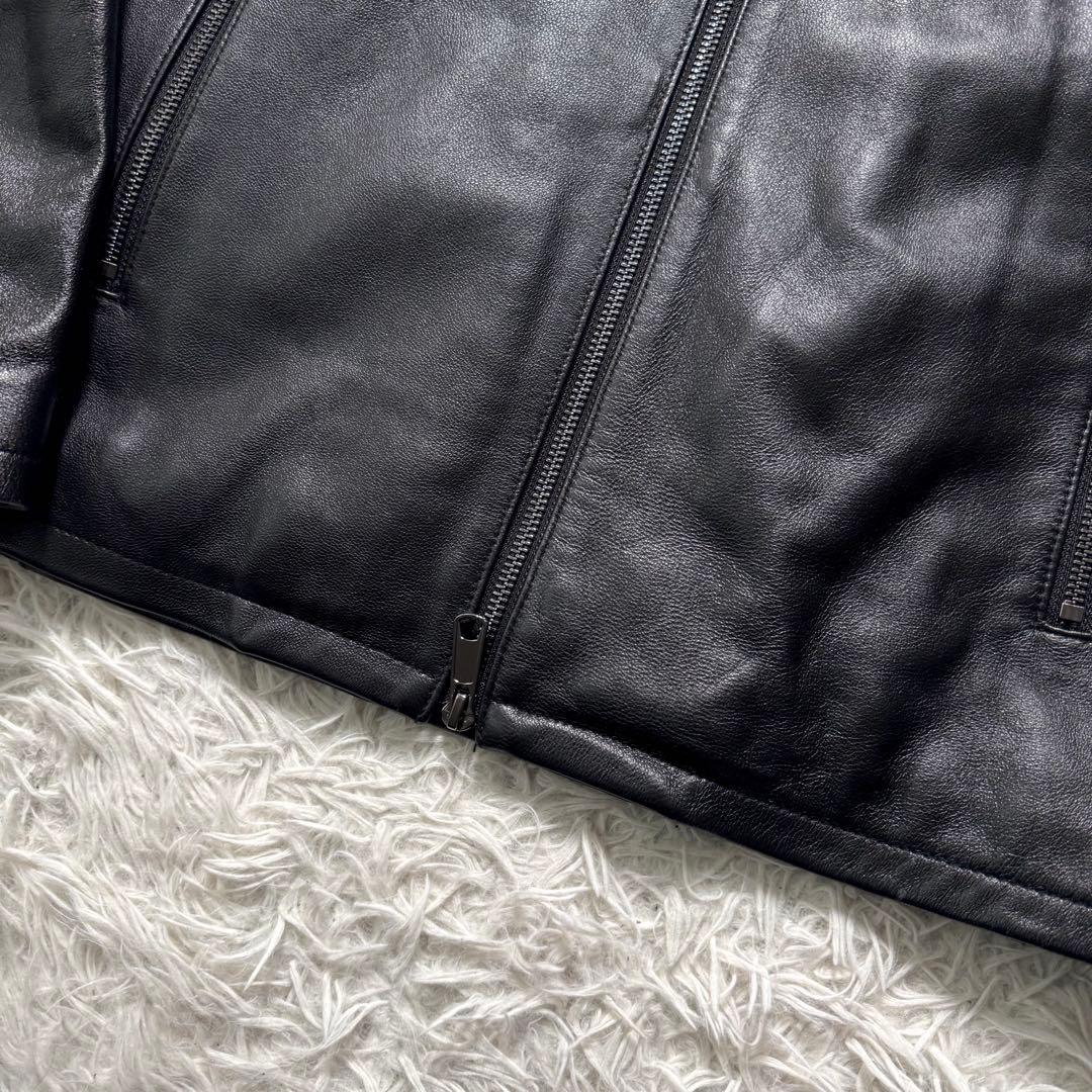 極美品✨エディフィス　ライダースジャケット　シングル　ダブルジップ　羊革　黒　L