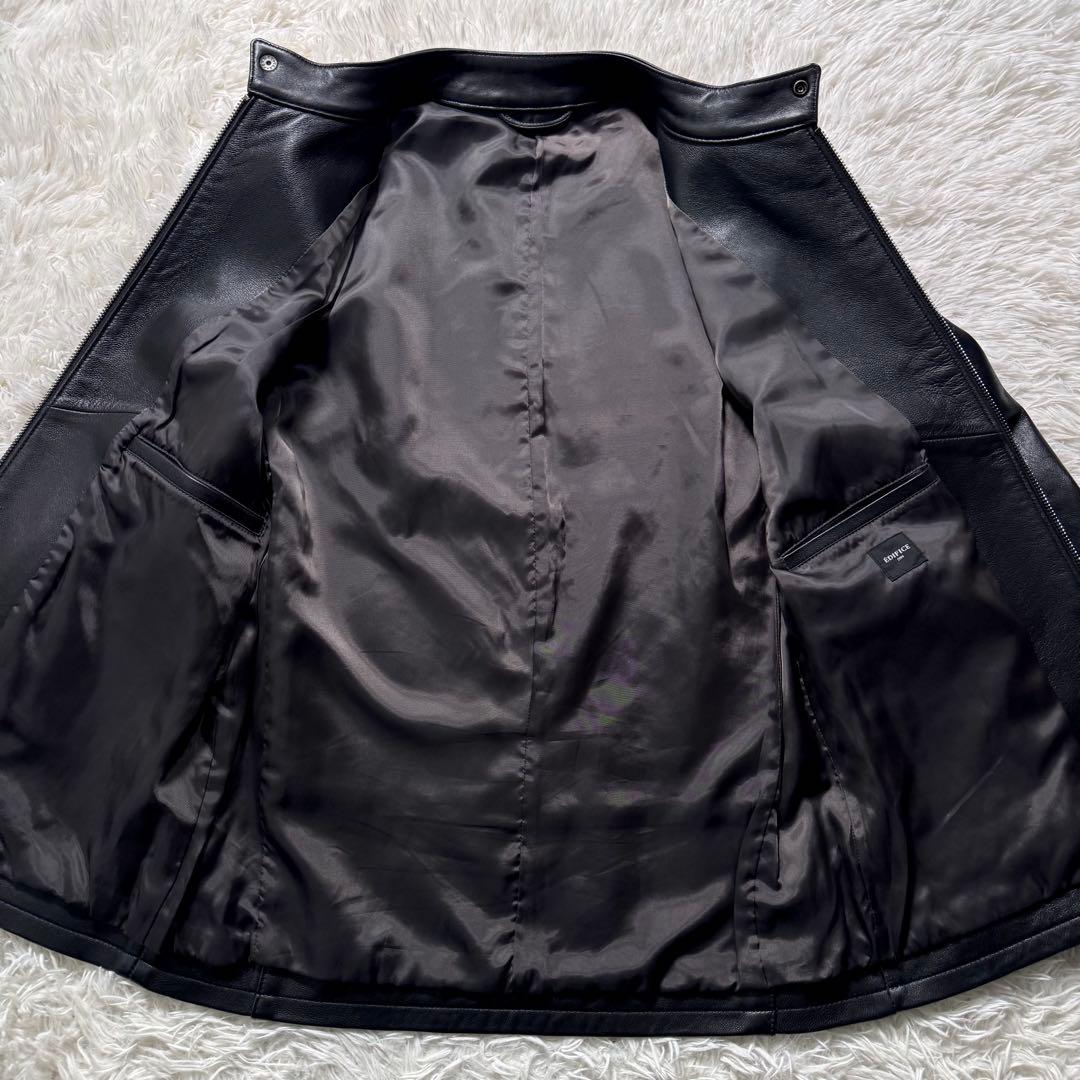 極美品✨エディフィス　ライダースジャケット　シングル　ダブルジップ　羊革　黒　L