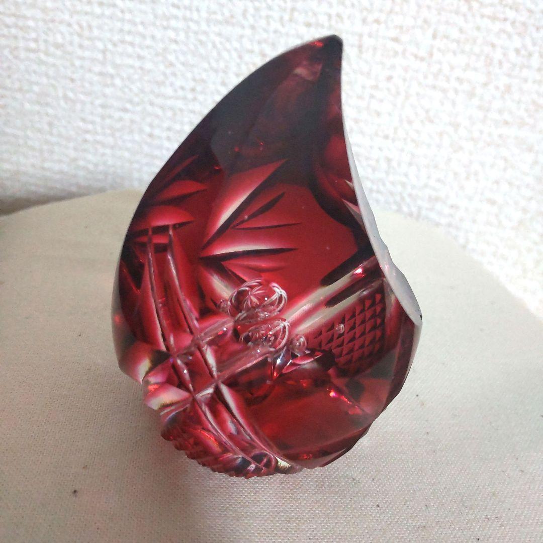 薩摩切子 ペーパーウェイト 薩摩の雫 赤