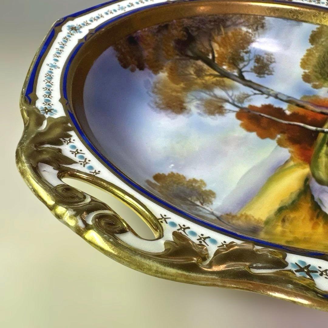 ぼ*ち様 オールドノリタケ 風景画　金彩　ハンドペイント　飾りボウル