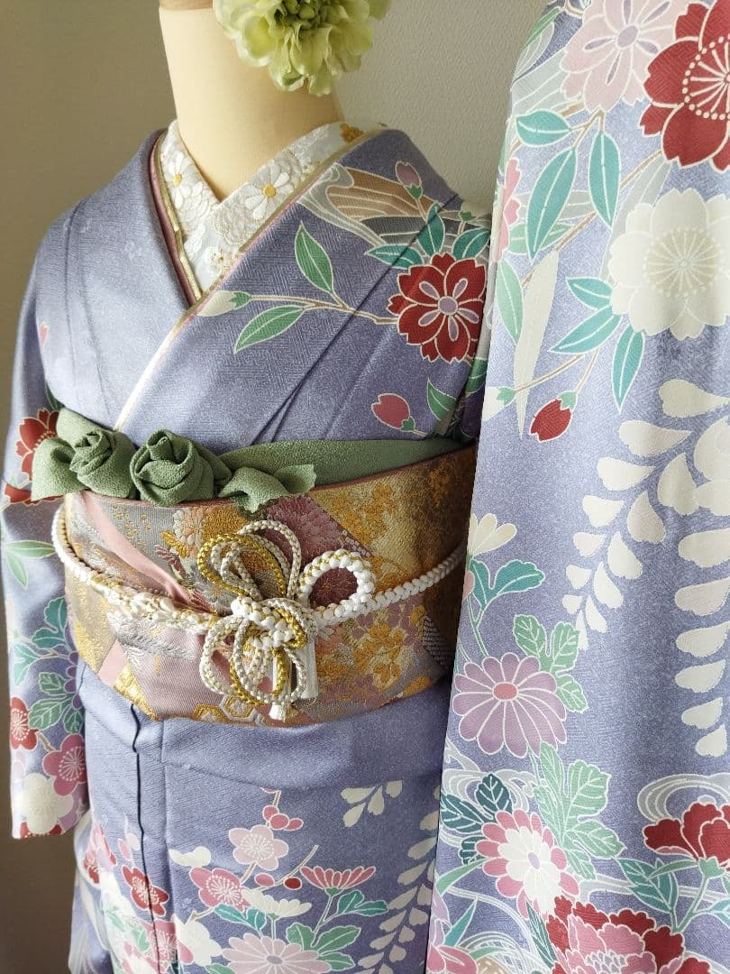 PPP様☆385.琥珀糖みたい　儚可愛い振袖7点セット　正絹　フルセット　成人式