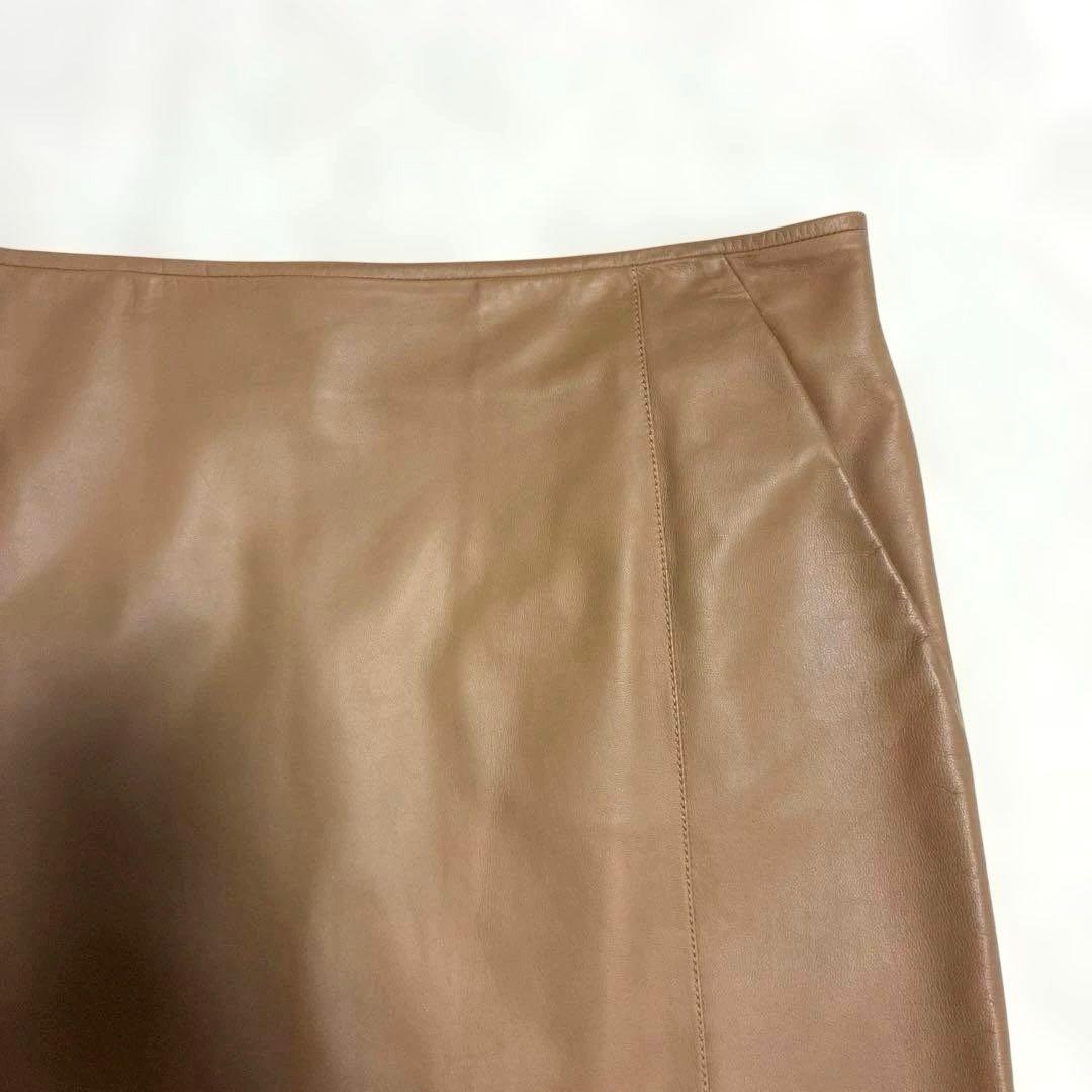 未使用✨LOEWE✨ロエベ ラムレザースカート 羊革 ベージュ　44