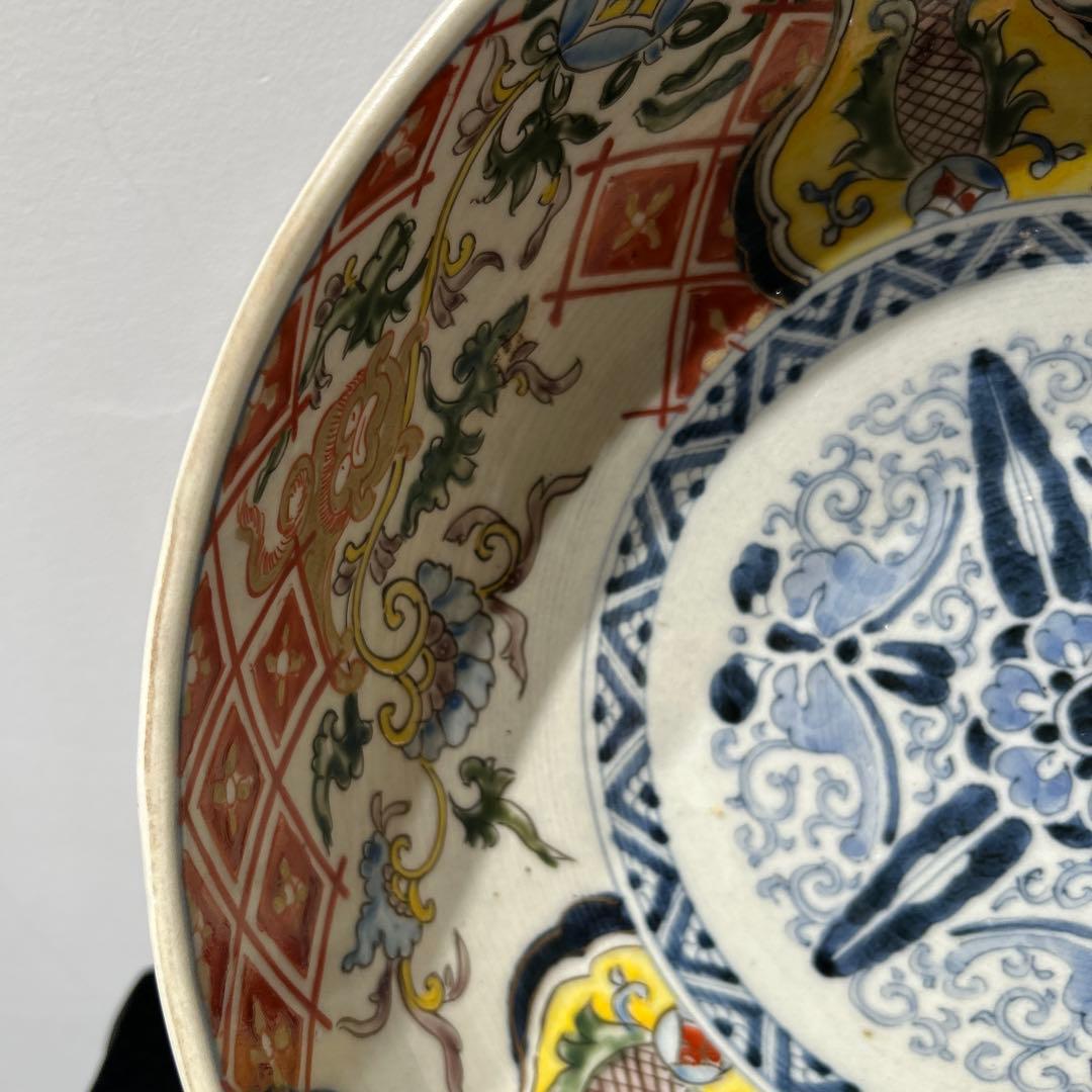 時代物骨董　古伊万里　豪華絢爛染錦金襴手・色絵大鉢　飾り鉢　幕末明治