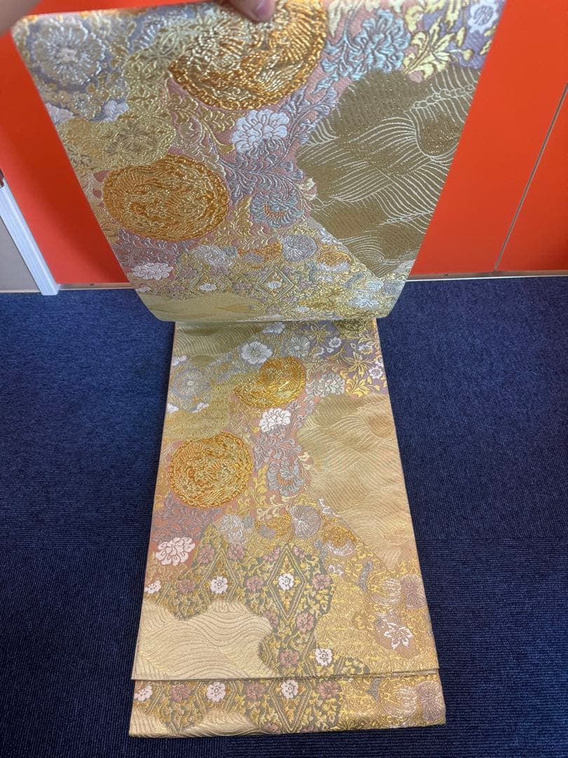 1919 袋帯 古代彫金紋  西陣織   金糸　高級上質上品　約440cm未使用