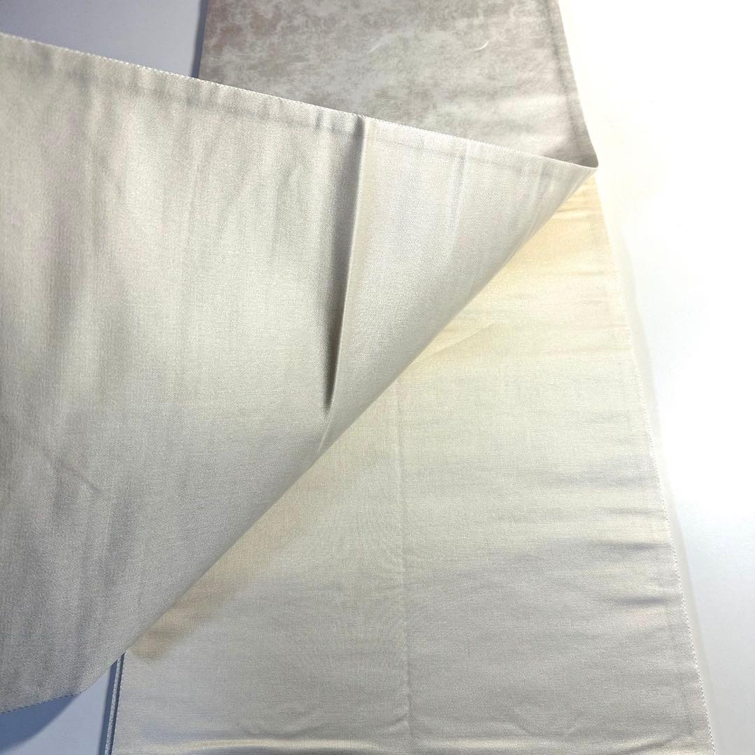 6k110 袋帯　絹　相良刺繍　白　銀色　青　黄色　花柄　和装　着物