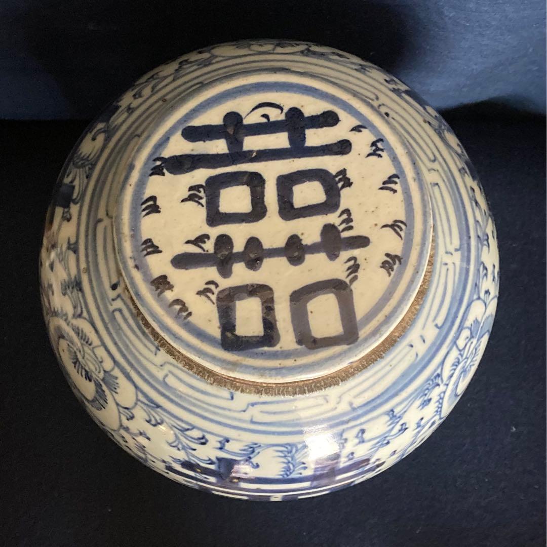 清代　青花漢詩唐草文茶壷