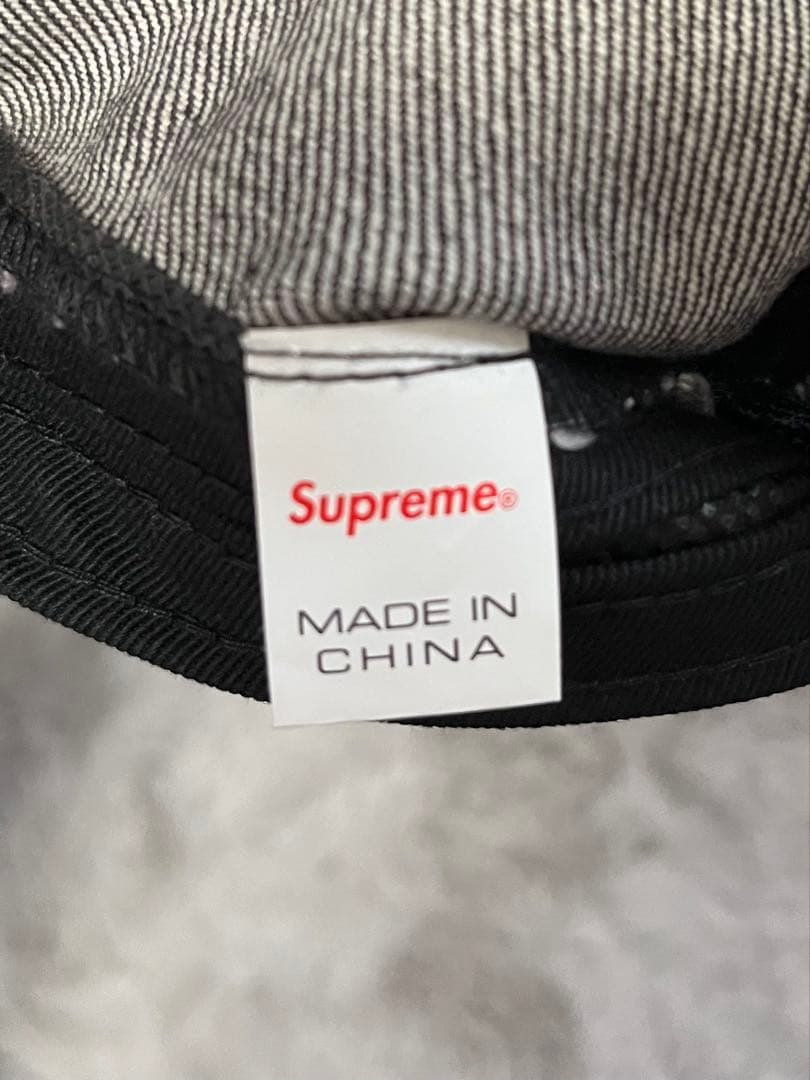 【美品】supreme ブラックデニムレザーキャップ