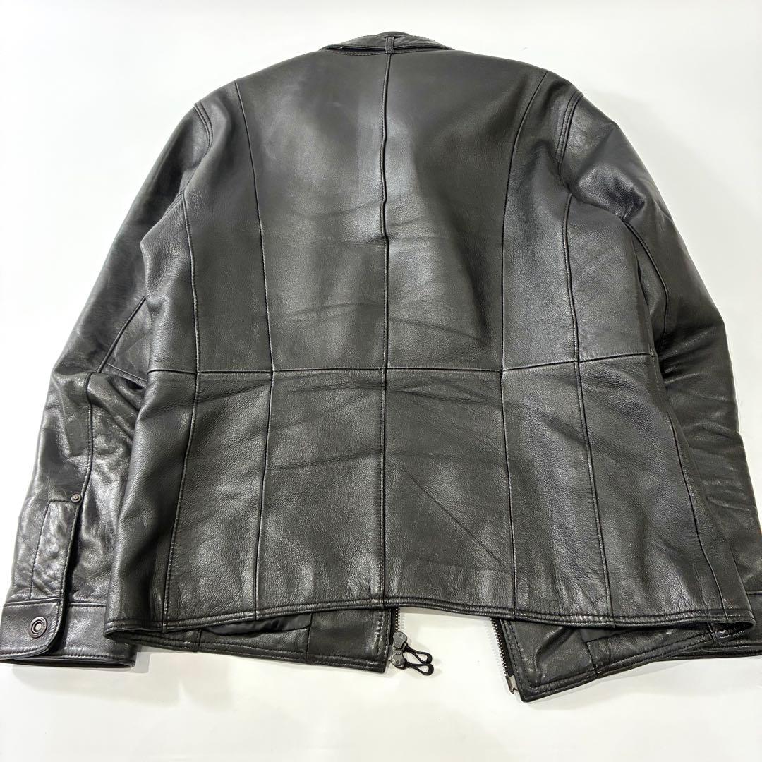 美品 ニコル シングルライダースジャケット ラムレザー ブラック 48 L