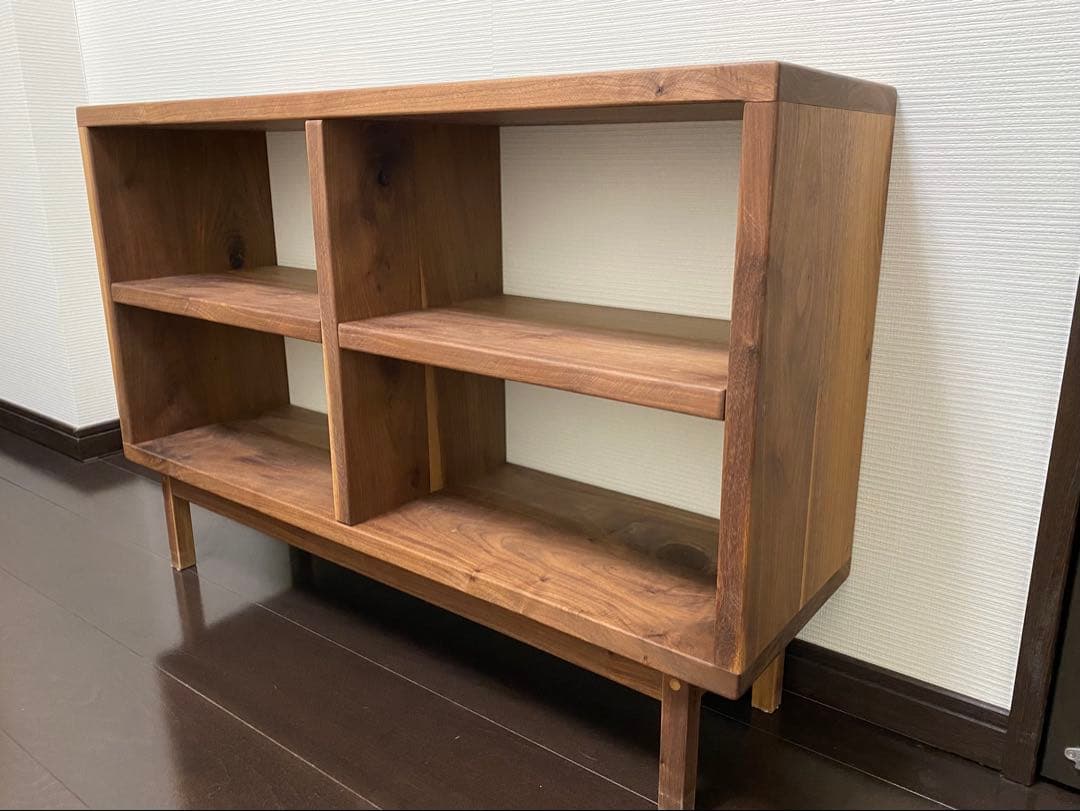 ハンドメイド　オープンシェルフ　4棚　ウォルナット無垢材