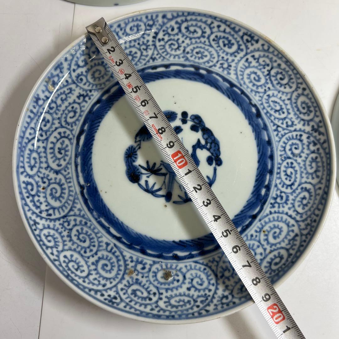 江戸後期　古伊万里　蛸唐草七寸皿5枚　直径約19㎝　東Y7-1208☆2Fトヒオ