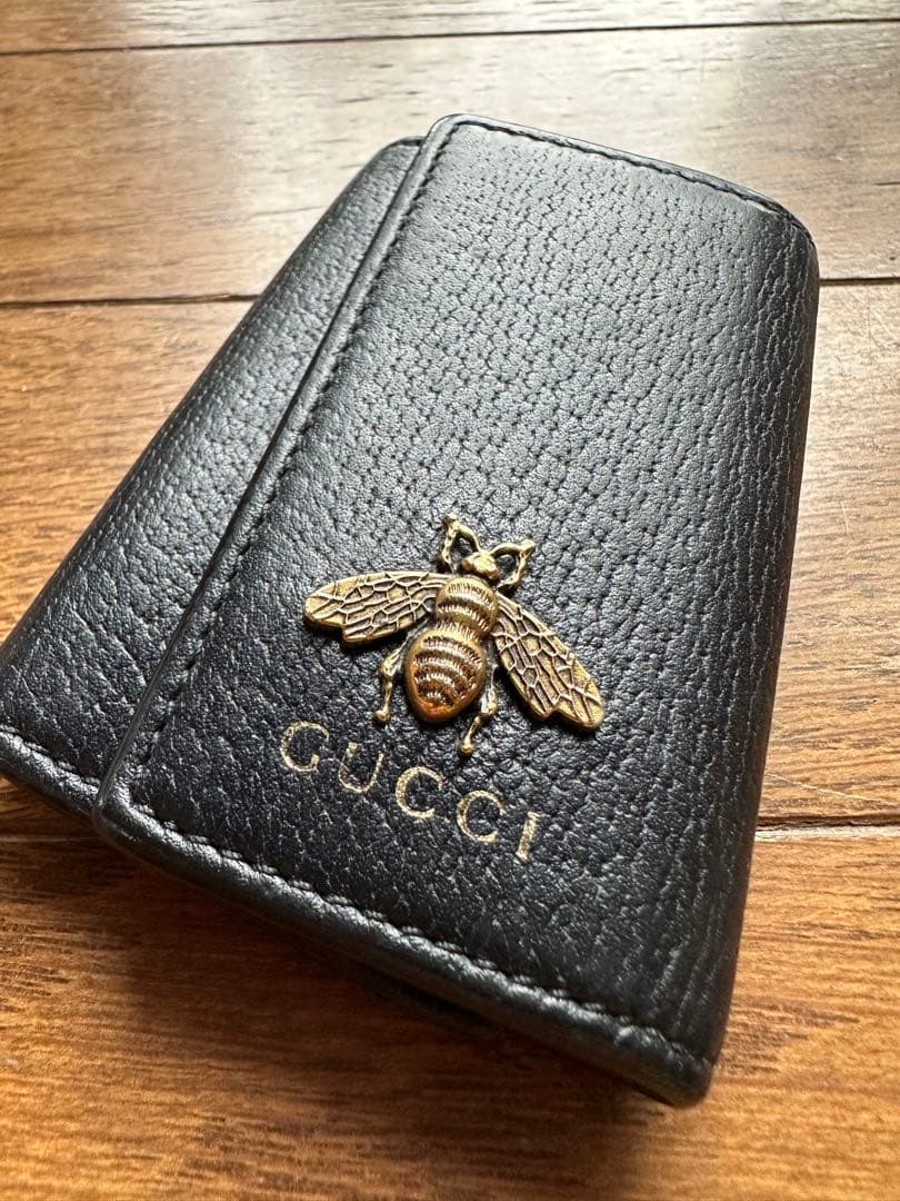 GUCCI アニマリエ ブラックレザー キーケース