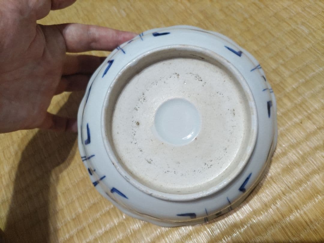 ２客セット　古伊万里　染付　波乗り　兎・ウサギ　鉢・皿（径17㎝）