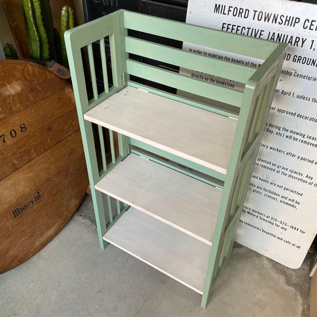 折り畳み 木製 シェルフ ウッド ラック WOOD くすみカラー ハンドメイド