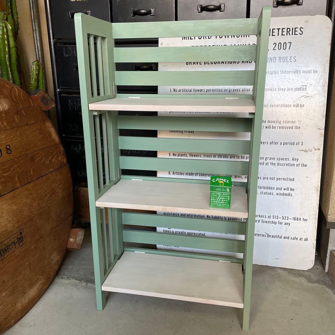 折り畳み 木製 シェルフ ウッド ラック WOOD くすみカラー ハンドメイド