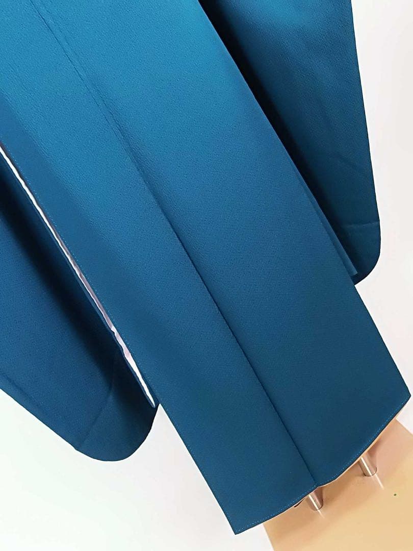 振袖　色無地　(アクアマリン色)と洗える長襦袢の2点セット