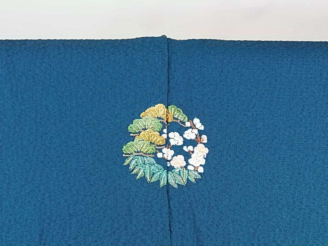 振袖　色無地　(アクアマリン色)と洗える長襦袢の2点セット