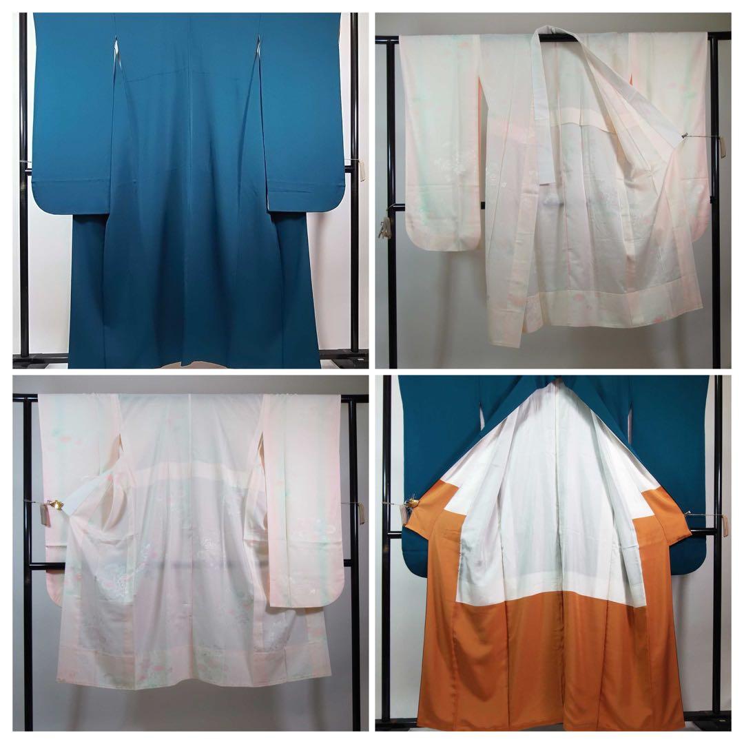 振袖　色無地　(アクアマリン色)と洗える長襦袢の2点セット