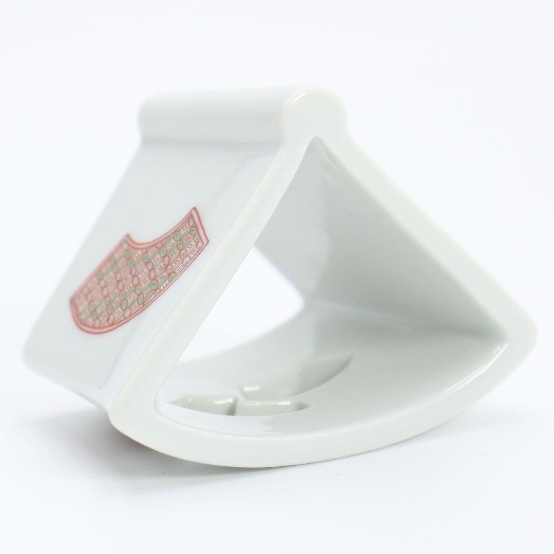 五世 三浦竹泉作 色絵開扇蓋置 共箱 茶道具　V95　1F28