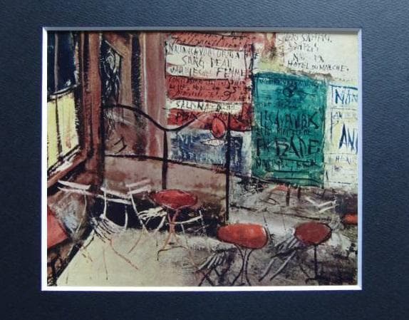 佐伯祐三、カフェのテラス (二)、希少画集画、新品高級額装付