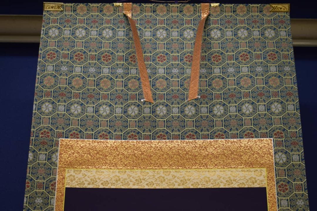 竹内宗華/観音画賛/紺紙/桐共箱付/布袋屋掛軸HI-718