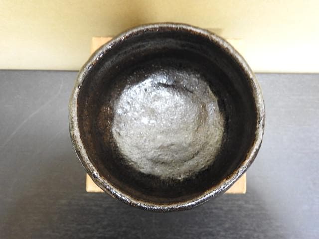 直木友次良　黒楽茶碗　共箱　MA269