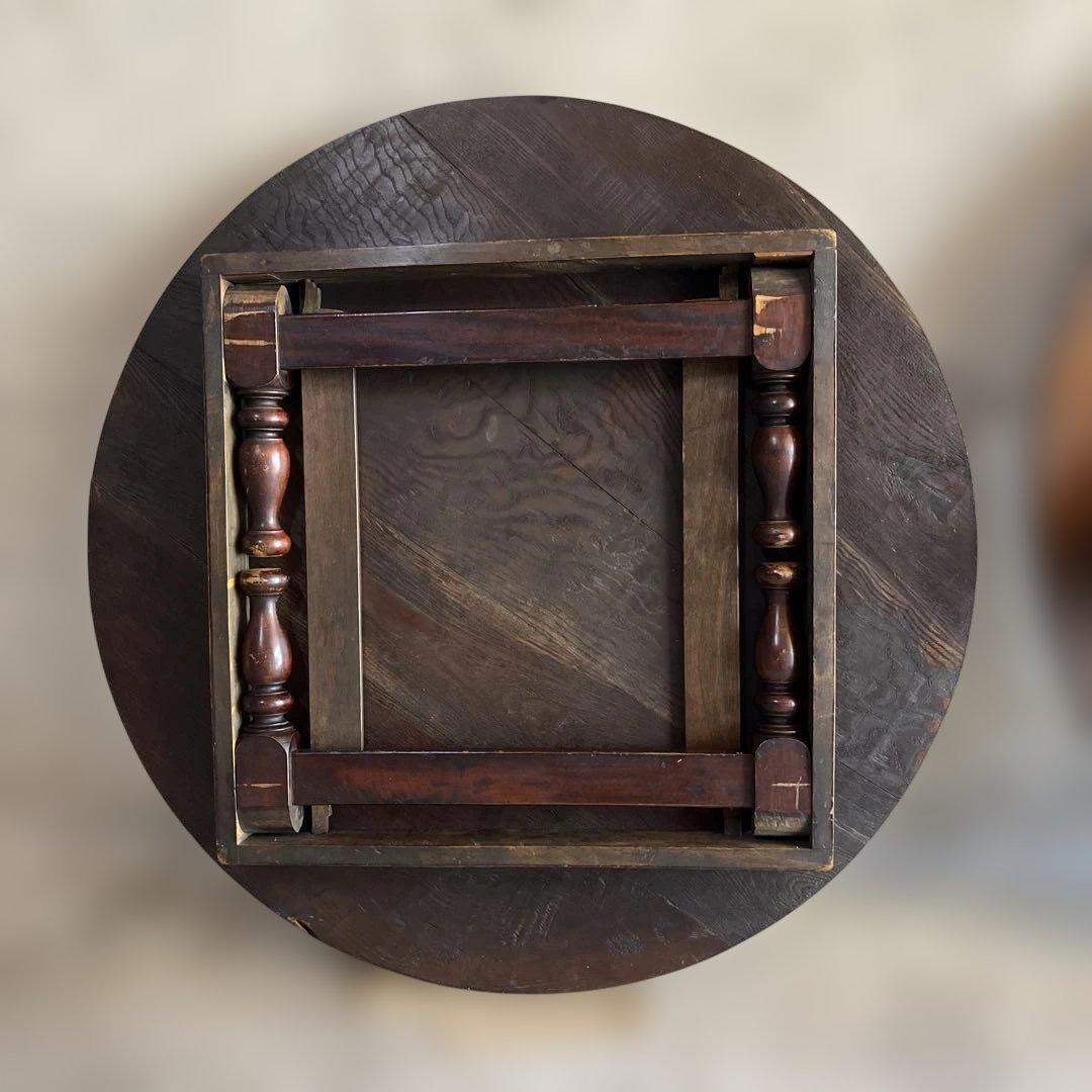 レトロ　円形木製テーブル ちゃぶ台