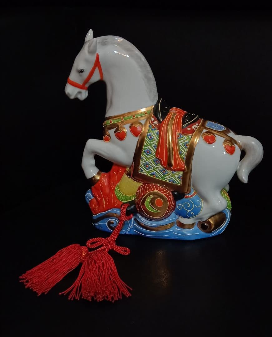 【希少】九谷焼 干支 置物 午 21cm 縁起物 金彩 盛 2026年