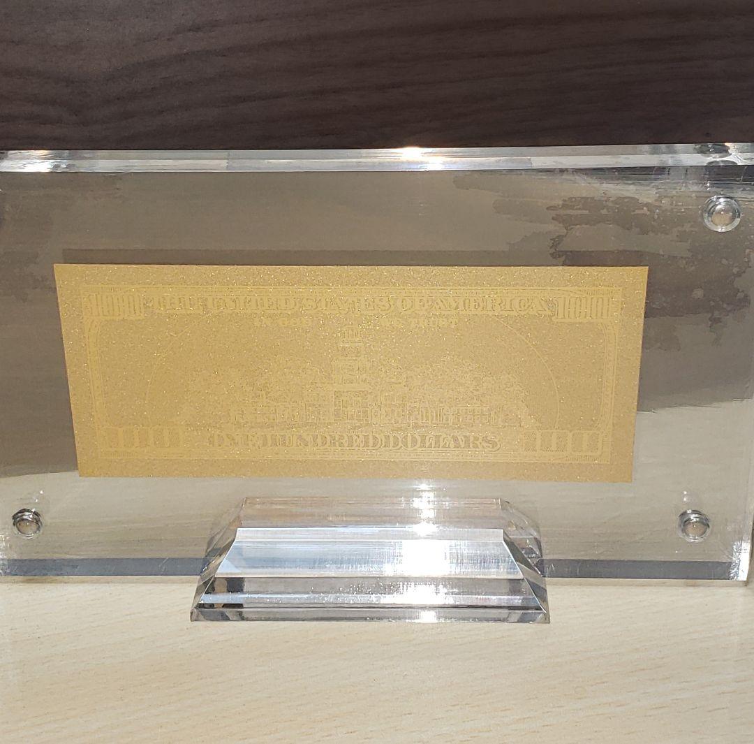 純金100ドル紙幣　縁起物インテリア