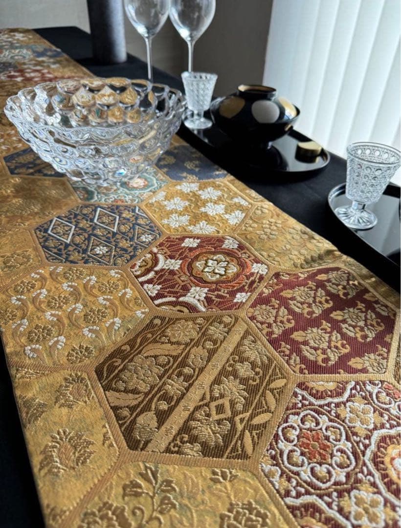 ◼︎C1078◼︎オーダー品 高級袋帯 正絹 亀甲 華文 (〜約270cm)