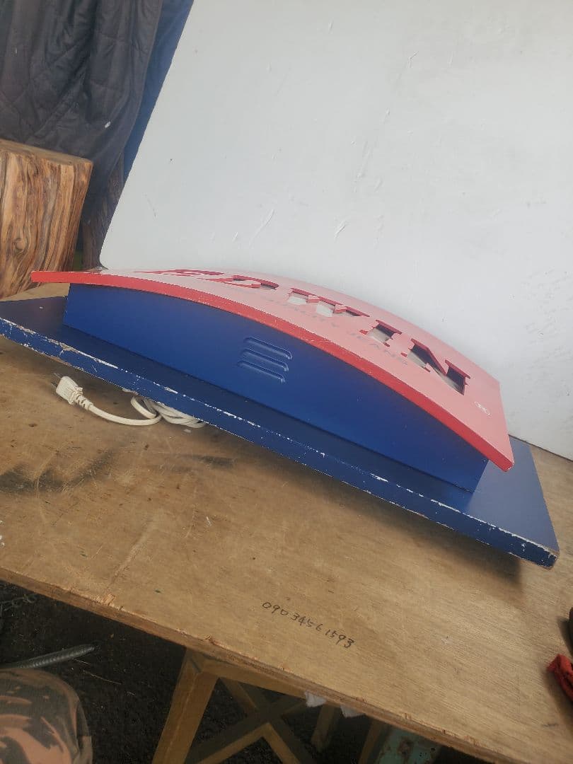 レトロ　EDWINエドウィン　店頭木製電飾看板　ディスプレイ　現状で