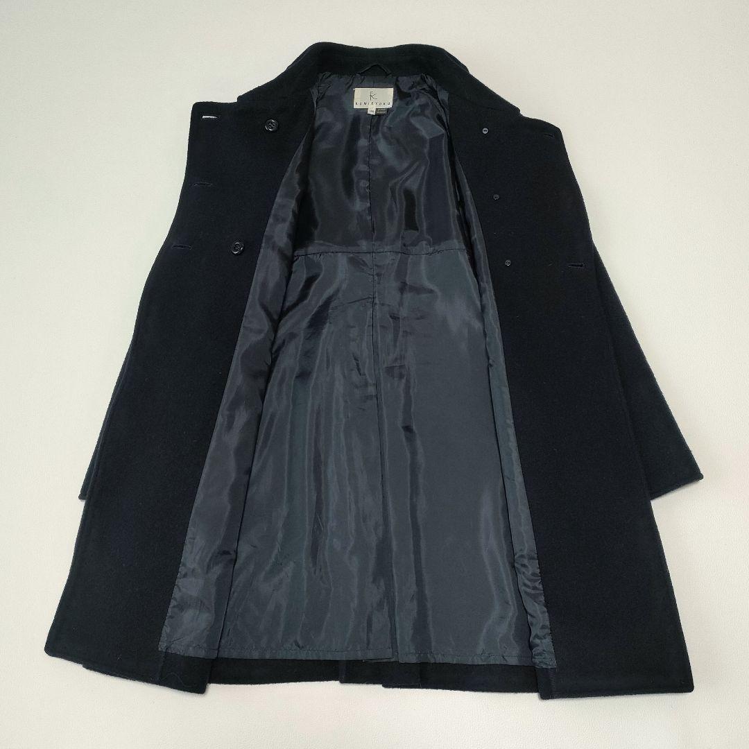 【美品】クミキョク　ロングウールコート　丸襟　女の子　お受験　通学　紺　140