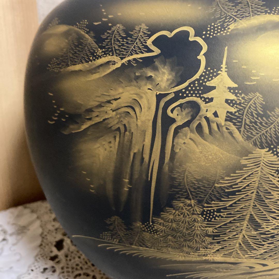 九谷焼　雪山作　金彩色絵　花生　花器日本製