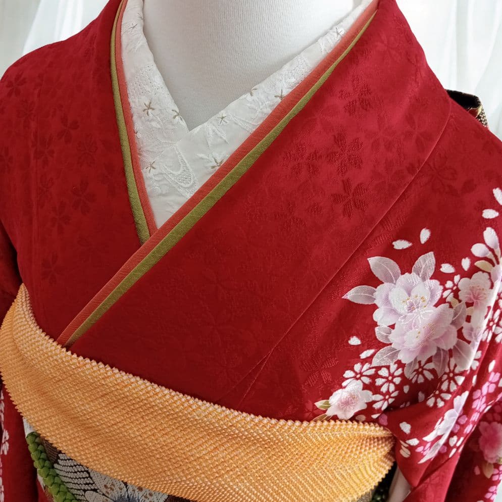 ★新年特価！値下げ★一蔵 正絹赤振袖6点セット｜桜模様入り│成人式・前撮り