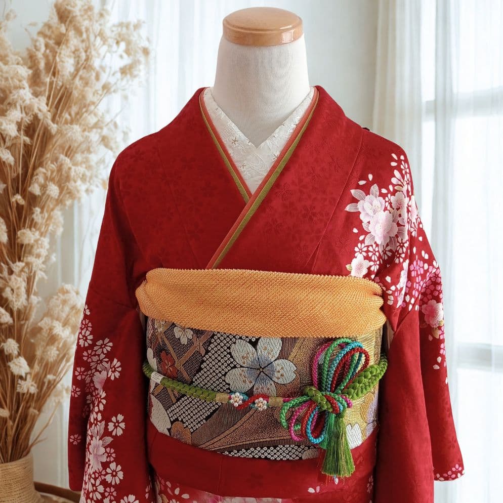 ★新年特価！値下げ★一蔵 正絹赤振袖6点セット｜桜模様入り│成人式・前撮り