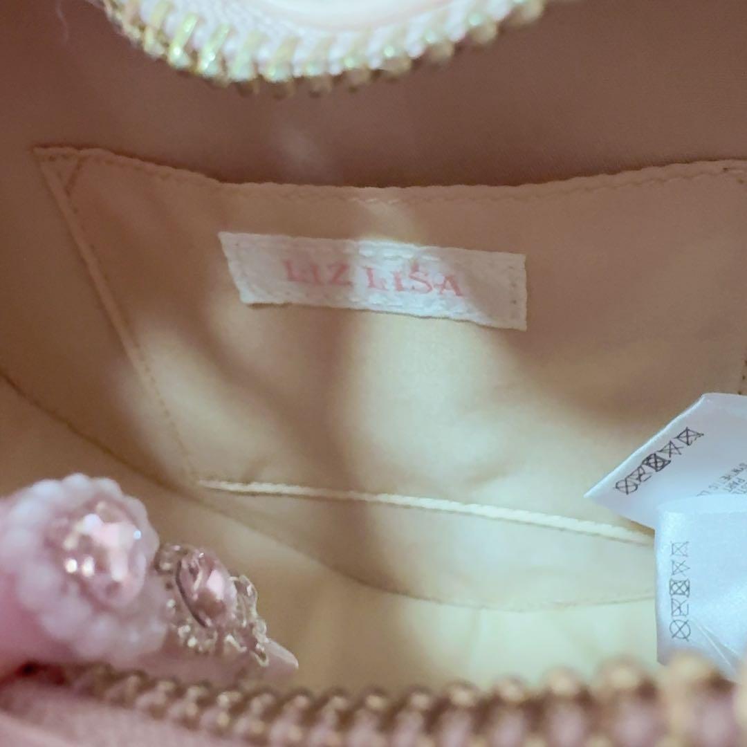 LIZLISA リボンビジューハートバック ピンク