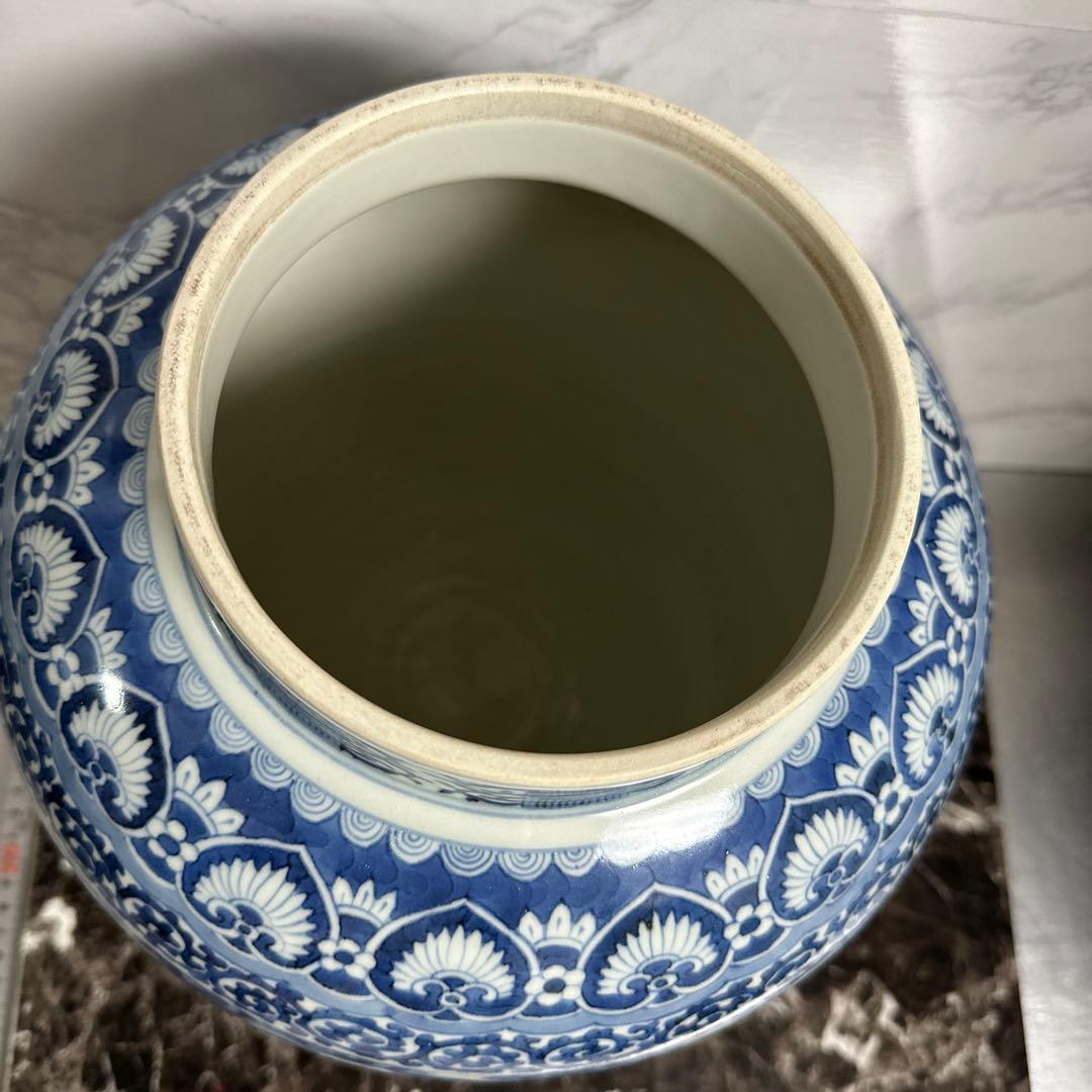 沈香壺、藍柿右衛門、染め付け、牡丹鳳凰図、