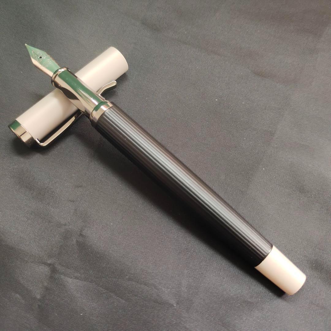 @エレガントな万年筆 黒と白のストライプ 1