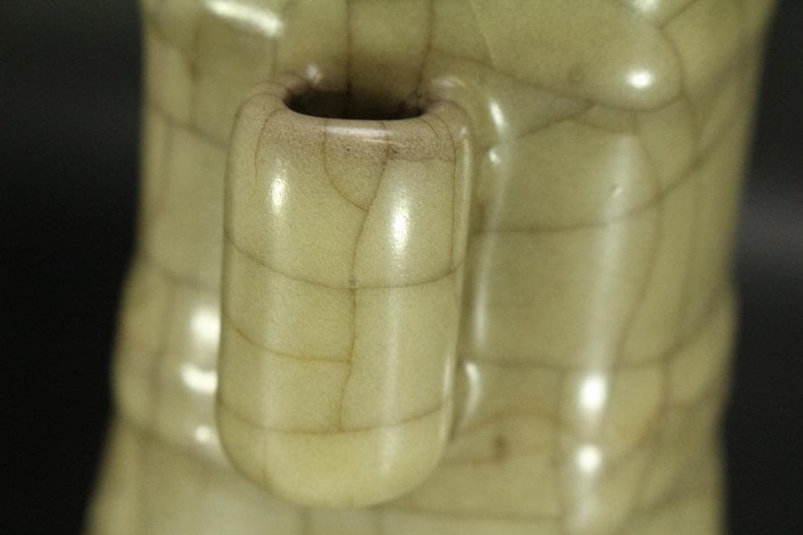 中国美術 哥釉 管耳 瓶 高23.5cm(HA393)