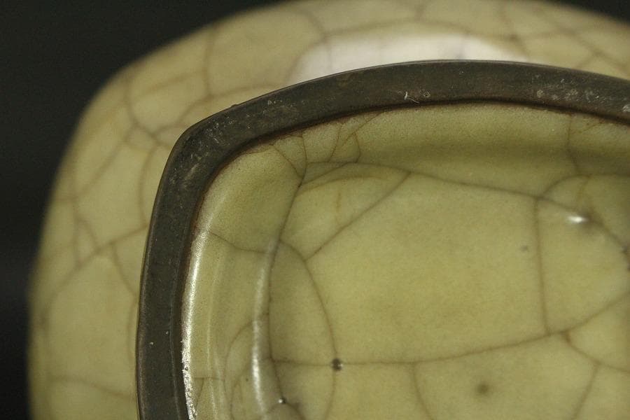 中国美術 哥釉 管耳 瓶 高23.5cm(HA393)