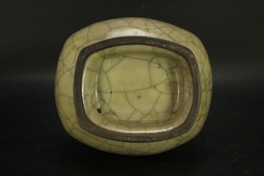 中国美術 哥釉 管耳 瓶 高23.5cm(HA393)