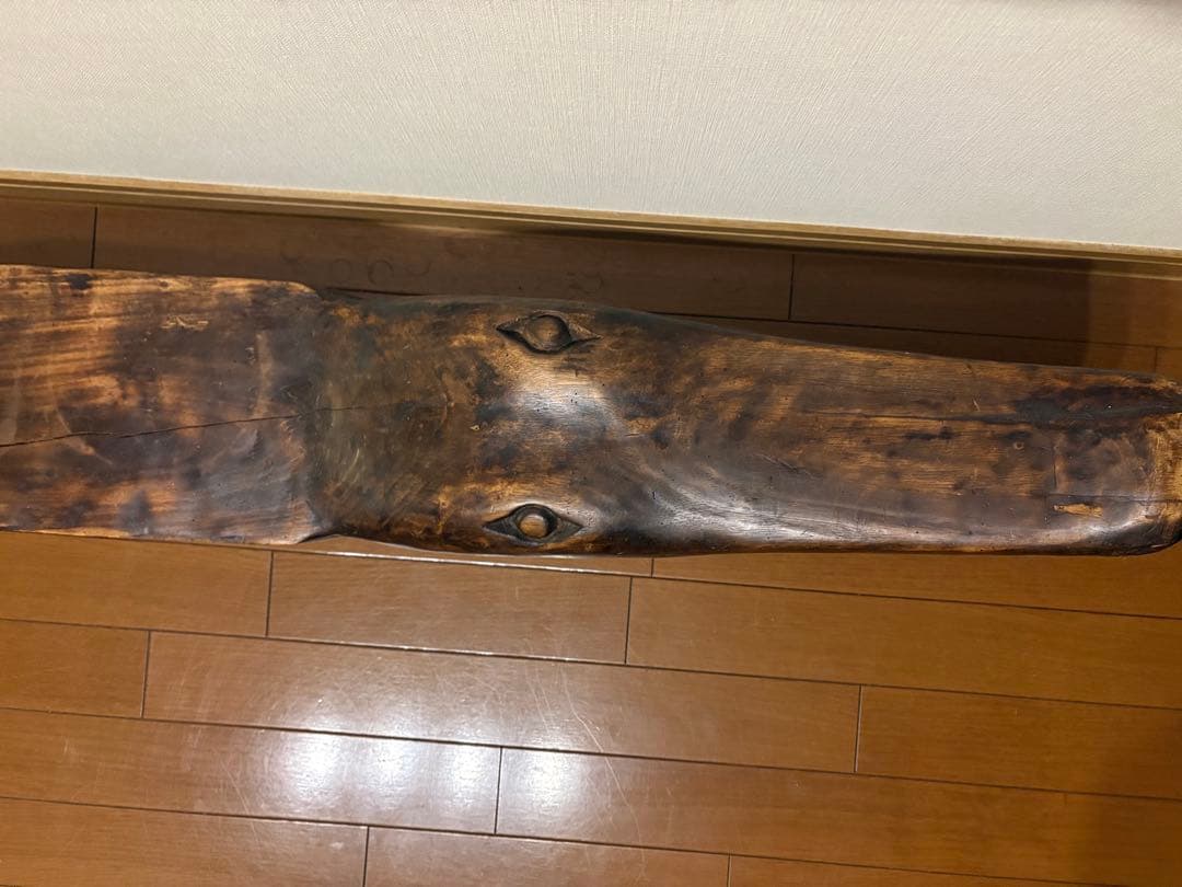 ワニ　木製　木彫り　アンティーク　鉢置　オブジェ