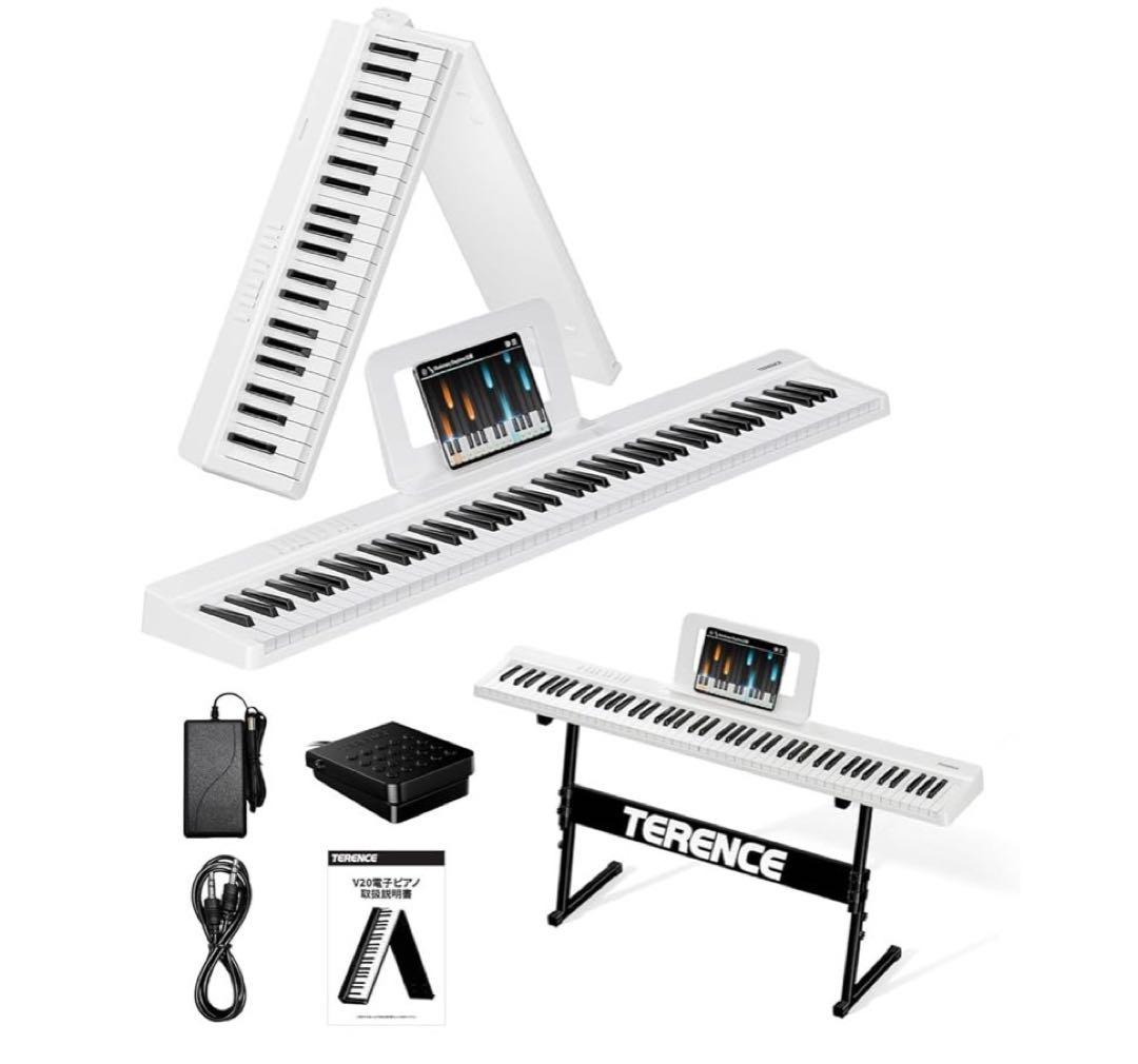 電子ピアノ 88鍵盤 折り畳み式 キーボード タッチレスポンス鍵盤 109