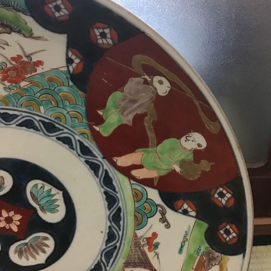 色絵古伊万里唐子鶴の図大皿