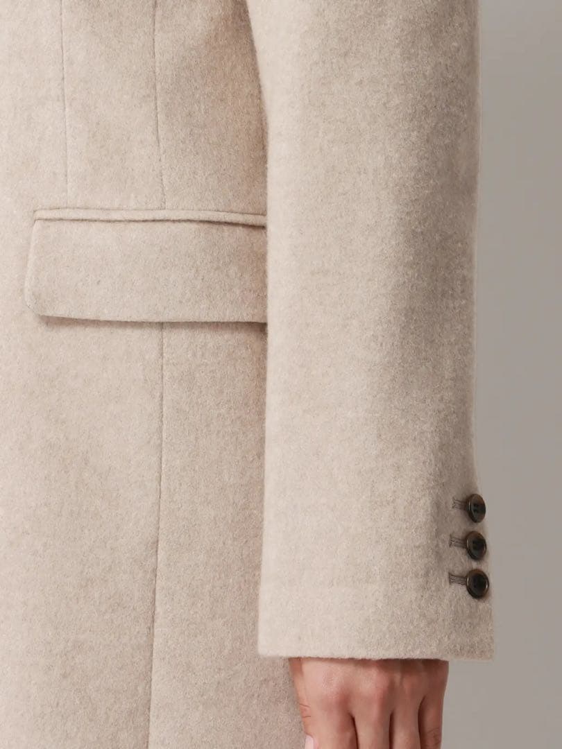 シングルチェスターコート　ベージュ　スーツ　オフィス　ビジネス　ZARA