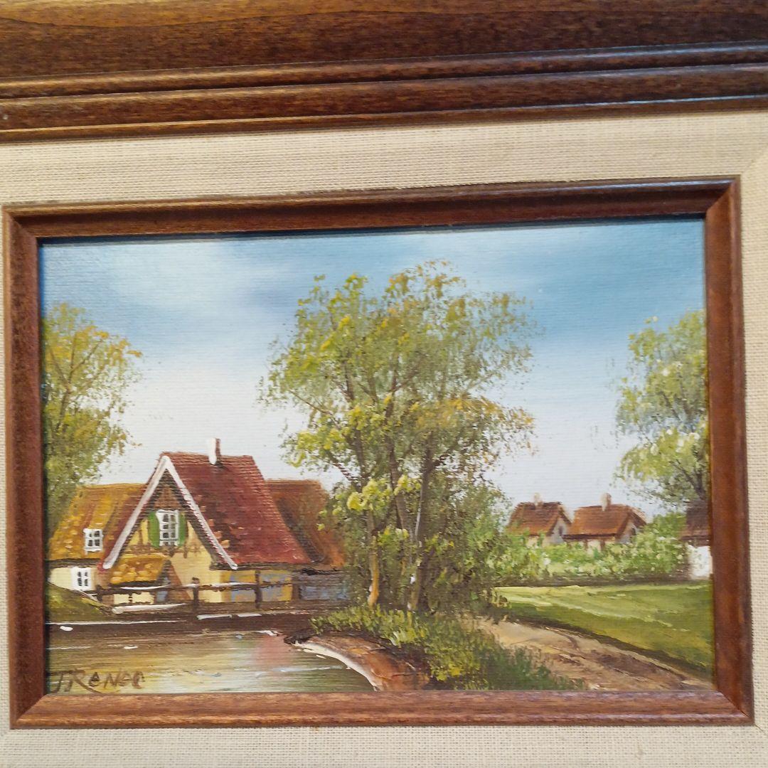 油絵　田園風景 ムーランルージュ カントリーハウス 額縁