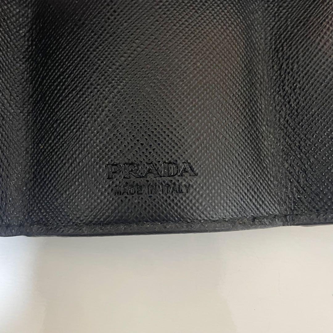 こむぎPRADA サフィアーノ 三つ折り財布 ブラック 正規品